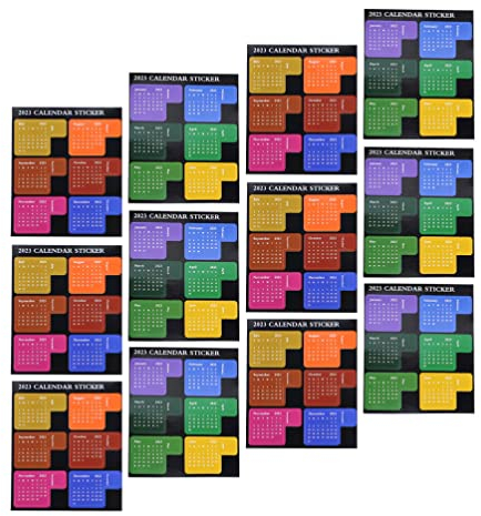 NUOBESTY 2023 Kalenderaufkleber 12 Monatsaufkleber Selbstklebende Notizblock-Index-Aufkleber Kalender-Index-Aufkleber für Notizbuch-Planer-Etiketten 12 Bögen