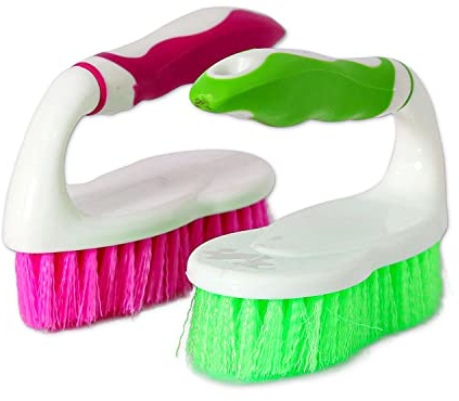 K-ONE Scrubbing Brush with Comfortable Grip Heavy Duty Cleaning Brush for Bathroom, Kitchen, Floor Tiles and Shower Pack of 2