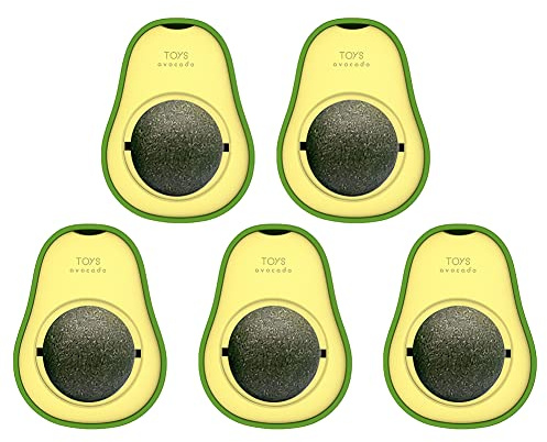 Jouets à L'herbe à Chat, Boules D'herbe à Chat En Forme D'avocat Balle Herbe à Chat Murale, Jouets Catnip Comestibles Pour Chats Pour Se Nettoyer Les Dents Et Prévenir La Mauvaise Haleine, 5pcs