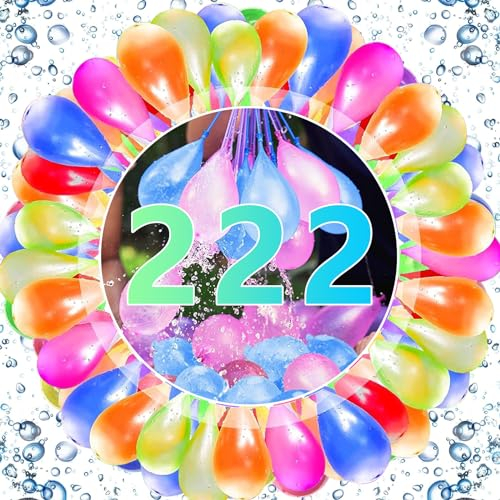 Wasserbomben Luftballons 222 Stück Wasserbomben Selbstschließend Wasserball Schnellfüller Wasserbomben Set 11 Bündel Mit je 37 Water Balloons Wasserballons für Sommer Pool Party