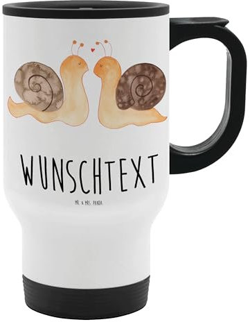 Mr. & Mrs. Panda Personalisierter Thermobecher Schnecken Liebe - Personalisierte Geschenke, Jahrestag, Moderner Thermobecher Mit Namen, Thermobecher