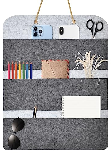 Wand Organizer Hängend Tasche, Hängeaufbewahrung Tür Hängeorganizer, Hängeorganizer Tür Filz Schrank Organizer Tuch Faltbar, fürs Wohnzimmer Kinderzimmer am Schreibtisch und im Bad(Grau, 9 Taschen)