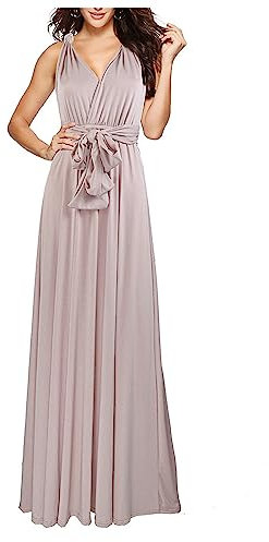 Letuwj Robes longues Robes Multi Wear Multi Rope Backless Robes, rose pâle, M