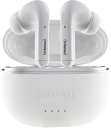 Intenso White Buds - TWS True Wireless Kopfhörer T302A mit Active Noise Cancelling und bis zu 35 Std. Musikwiedergabe, klein