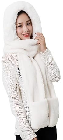 Volicph 3 in 1 Mütze Schal Handschuhe Sets für Damen Dicke Plüsch Hut Set für Damen Mädchen Hut Handschuhe Schal Set