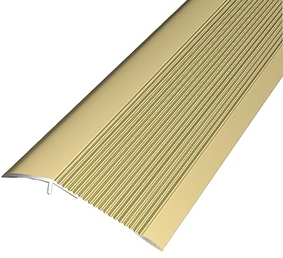 RIFWOVE Aluminium Boden Übergangsleiste, Abschlussprofil Alu,rutschfeste Übergangsprofil, Höhenausgleich 15-45mm, Türschwellen Leiste, Fuß-Boden-Leiste Höhen-Ausgleich (Color : Gold)