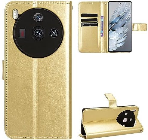 BellaCase ZTE Nubia Z50S Pro 5G Coque [Étui Portefeuille] [Fonction Support] [Slots pour Cartes] [Couverture à Rabat Magnétique] Compatible avec Le Smartphone ZTE Nubia Z50S Pro 5G(d'or)