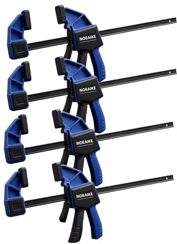 NOEAIKE Lot de 4 colliers de serrage pour le travail du bois de 30,5 cm, pinces légères à une main, pinces à prise rapide, limite de charge de 68 kg avec bouton de changement rapide.