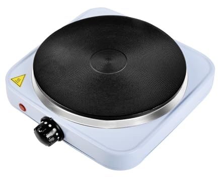 1500W Single Hot Plate Precise Table Top Cooking – Cast Iron Heating Plate - Portable Electric Hob Single Burner with Adjustable Thermostat for Home Kitchen Camping & Caravan Cooking, Compact