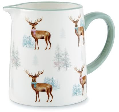 Cooksmart Pichet à lait de Noël de conception britannique | Pichet à lait en céramique pour tous les types de cuisines | Pichet traditionnel en céramique pour lait ou crème – Cerf de Noël