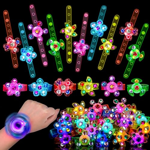24PCS Light Up Fidget Spinner Bracelets Glow Party Favors for Kids 4-8 8-12