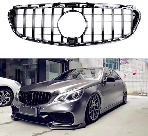 Auto Front Racing Kühlergrill für Mercedes Benz E-Klasse W212 AMG Line 2014 2015 2016 Frontstoßstange Kühler Grill GT Stil Gitter,Black