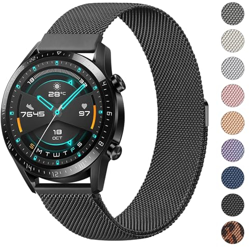 Vancle Armband für Huawei Watch GT 4 46mm Armband/Huawei Watch GT 3 Pro 46mm / GT 2 46mm / GT 3 /GT2 Pro/GT 2e/GT Runner Damen Herren, 22mm Metall Armbänder Edelstahl Mesh Magnet Ersatz Uhrenarmband