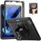 SEYMCY Case for iPad Air 5th/4th Generation 10.9 Inch Case 2022/2020, Pro 11 inch Shockproof Cover with Screen Protector, Rotating Stand Hand Strap, Pencil Slot for iPad Air 5/4, Black