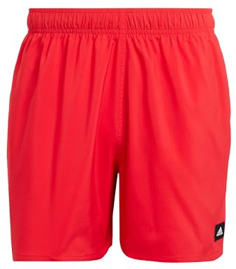 adidas Uomo Solid CLX Short-Length Swim Shorts, Pure Ruby/Black, XL