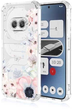 ILING Coque pour Nothing Phone (2a)/Nothing Phone (2a) Plus, Très Mince Élégante Fleurs et Animés Mignons Design Femme Étui, Doux Silicone Transparent TPU Bumper Antichoc Housse (Fleurs Roses)