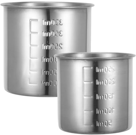 Cabilock Stainless Steel Graduated Measuring Cup 2pcs 250ml + 350ml Rice Measuring Cup Rice Cooker Measurement Tools Graduated Beaker Scale Measuring Cup