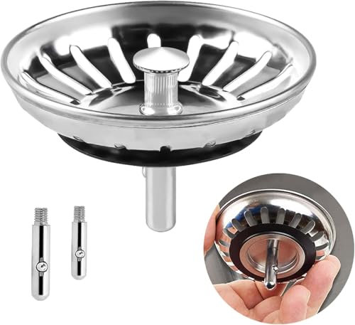 IUYPKQ Abflusssieb, 7,9 cm Siebkörbchen Abflussstopfen, Edelstahl Waschbeckenstöpsel,Spüle Zubehör Waschbeckensieb Spülbecken Stöpsel,Abflusssieb Küchenspüle,Stöpsel für Spülbecken (Edelstahlfarbe)