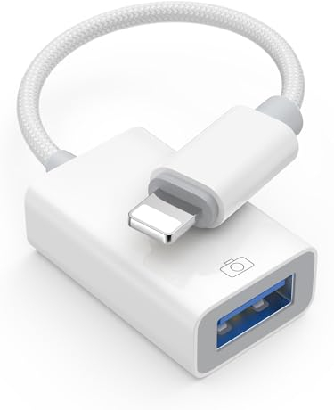 Adaptateur OTG caméra pour iPhone, Câble de Transfert de Données OTG USB 3.0 Mâle vers Femelle, Prend caméra,lecteur de carte, clé USB, clavier, souris, compatible avec tous les appareils Lightning