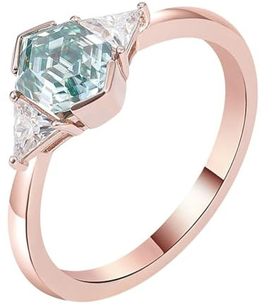 Ayoiow 14K Rotgold Ringe Verlobung Damen 3Ct Spezialschliff Grün Moissanit Elegant Verlobungsring