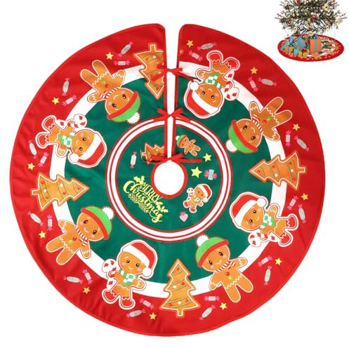 Gonna per Albero Natale, Gonna Natalizia in Tessuto Alta Qualità per Albero con Omino Pan Zenzero e Decorazioni per Albero Natale Albero Natale Decorazioni Perfette per Alberi Natale