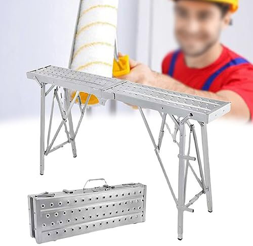 XCSCUK Arbeitsplattform, klappbare Gerüstleiter, höhenverstellbares Gerüst, geeignet zum Streichen von Wänden, Wartungsarbeiten (160cm)