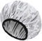 Abeillo Terry Lined Shower Caps for Women Reusable, Triple Layer Large Shower Cap Terry Cloth Lined Waterproof Bath Cap Hair Cap for Long Thick Hair(Grey)