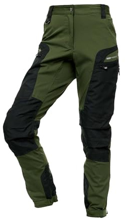 PUMA Workwear Pro-One Wanderhose Damen - Robuste Outdoorhose für Damen - Mit verstärktem Nylon für Langlebigkeit - Trekkinghose mit 4-Wege-Stretch - Verstellbarer Knopfleiste - L - Oliv