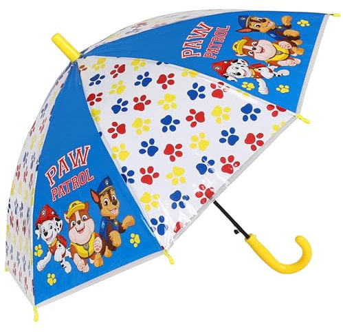 Paw Patrol Marshall, Rubble und Chase Bunter faltbarer automatischer Regenschirm, für einen Jungen (Blau)