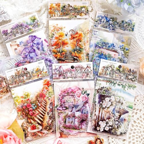 180 Pezzi Adesivi Scrapbooking Stickers, 90 Stili Giardino, Trasparente per DIY, Agenda, Album Fotografici, Materiale PET