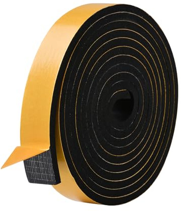 Foam Rubber Tape Self Adhesive- 25mm Wide - 6mm Thick,High Density Neoprene Weather Strip,Gasket Seal,Anti-Vibration,Anti-Collision, Shockproof Insulation for Window Door Car,3 Meters