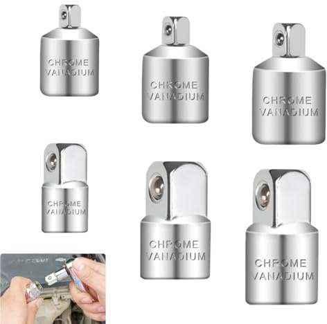 Juego de 6 Adaptadores de Llave de Vaso,1/4 a 3/8, 3/8 a 1/4, 3/8 a 1/2, 1/2 a 3/8, 1/2 a 1/4, 1/4 a 1/2,para Llaves de Trinquete,Tuercas y Llaves de Tubo