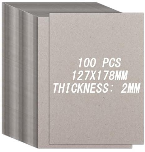 DAJAVE 100 Sheests Greyboard, 2000 Micron Grey Board Chipboard Sheets Grey Mount Board Thick Cardboard Sheets for Model Making