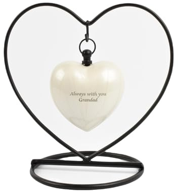 Heart Keepsake Cremation Urn for Ashes – Exclusive Protected Design Mini Aluminium Memorial Urn with Heart Stand, Velvet Box & Funnel – 3-Inch Token Ashes Holder (Pearl White- Text Engraved)