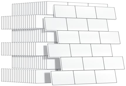 Upgrade Thicker Peel and Stick Wall Tiles Backsplash for Kitchen and Bathroom, Metro Subway Tiles Self Adhesive Tile Stickers 3D Stick on Splashback White, 20 Sheets