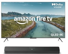 Amazon Ember Serie QLED da 50 con Fire TV, smart TV 4K Ultra HD, HDR10+, Dolby Vision, Dolby Audio, processore quad-core, controllo vocale con Alexa + Fire TV Soundbar Plus di Amazon, 3.1 canali