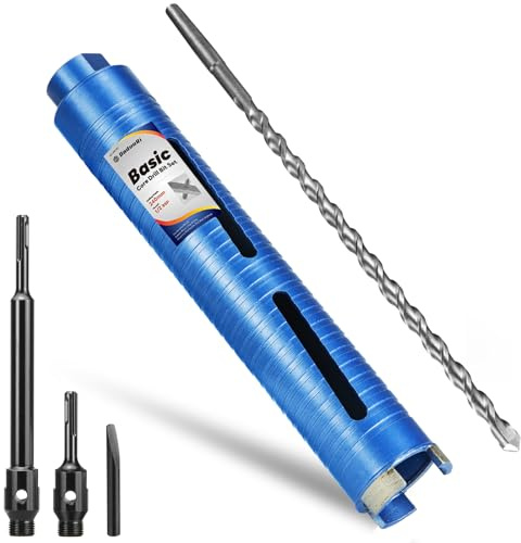 DaduoRi 46mm x 240mm Jeu de carotte longue avec adaptateur SDS Plus 240mm, 110mm et foret pilote central, carotte diamantée pour brique, bloc, maçonnerie, pierre, filetage 1/2 BSP (Pour trou 45mm)