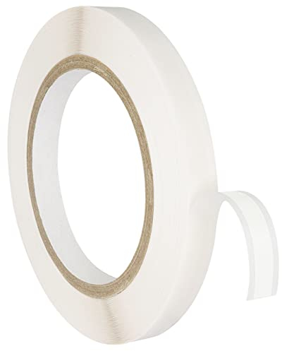 KLEBESHOP24 Doppelseitiges Klebeband aus PE | Eine Seite ablösbar klebend | Leichte Handhabung durch Fingerlift/Breite Klebeband 6 mm, Abdeckung 12 mm, 50 m auf Rolle