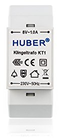 HUBER Transformador de timbre 8V, 1A para todos los timbres I transformador, transformador de abrepuertas, fuente de alimentación de carril de sombrero