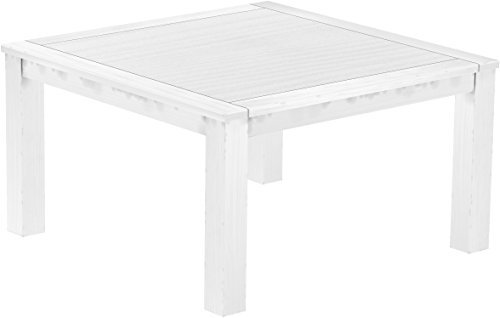 Esstisch Rio Classico 140x140 cm Schneeweiss mit Sperrholzeinlage Küchentisch großer Tisch Holztisch Pinie Massivholz Brasilmöbel