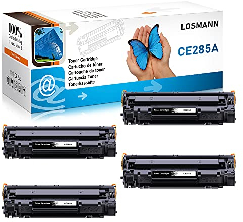 LOSMANN 4x Schwarz Toner Kompatible für HP 85A CE285A für Laserjet Pro P1005 P1006 P1102W P1102 M1132MFP M1217NFW M1212NF M1213NF M1132 P1100 M1136 M1210 M1212 M1130 M1134