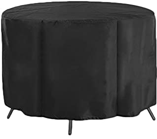 DAIHAN Rund Gartenmöbel Abdeckung,Abdeckplane Wasserdichtes Gartentisch Abdeckhaube für Gartenmöbel Sitzgruppe,Schutzhülle Gartenmöbel,Gartentische und Möbelsets,Schwarz,120x75cm