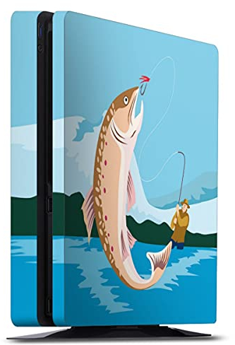 DeinDesign Skin kompatibel mit Sony Playstation 4 PS4 Slim Folie Sticker Fisch Angeln maritim