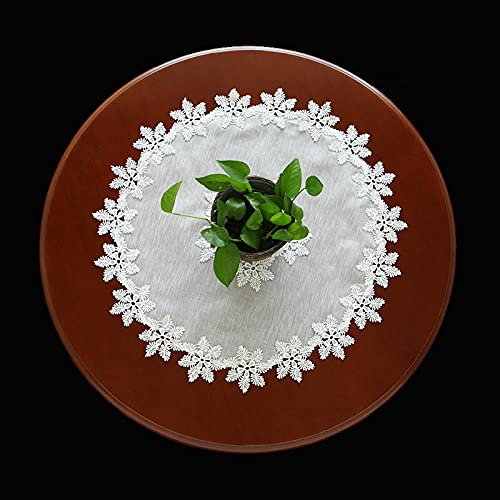 Jstoo Tischdecke Einfache Moderne Weiße Spitze Tischtuch Kleine Runde Tischtuch Multi-Use-Cover-Handtuch Runder Tischkissen-Reine Weiße Schneeflocke._Durchmesser 50 cm Runde.