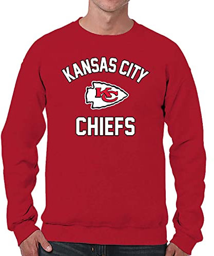 Team Fan Apparel NFL Adult Gameday Football Crewneck Sweatshirt - Cotton Blend - Stay warm, comfortable & stylish on game day, Red, S