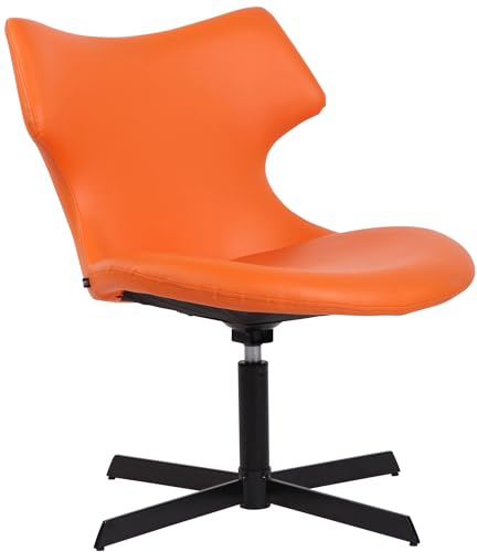 CLP Lounger Welland Kunstleder I Relaxsessel 360 Grad Drehbar Mit Gepolsterten Kunstlederbezug I Polsterstuhl Mit Rückenlehne Für Wohnzimmer, Farbe:orange