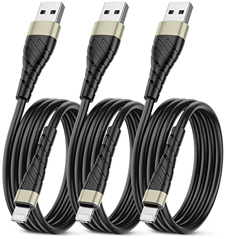 Apple MFi Certified iPhone Charger Cable 3 Pack 3 Ft, OIITH Lightning Charging Cord, Fast 2.4A iPhone USB Cord Compatible with iPhone12/11/XS/Max/XR/X/8/8P/7P/6/iPad - Gold