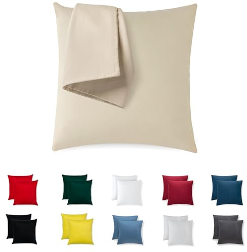 Kissenbezug 30x30 Baumwolle Premium Jersey 2er Set Kissenhülle Deko für Kissen Sofa/Bett Stoff Superweicher Resistent Hypoallergen Anti-Milben Kopfkissenbezug mit Verdecktem Zip Voll Waschbar