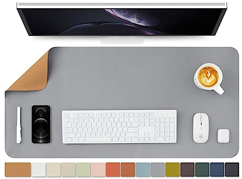 Kork Schreibtischunterlage - Doppelseitige Schreibtischauflage für Büro und Zuhause - Als große Mausunterlage und Schreibtischmatten auf Schreibtischen(Grau、90cmx43cm)