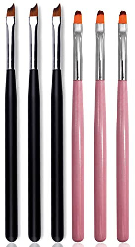 JERCLITY Lot de 6 pinceaux à ongles ombrés à pointe française, pinceaux à ongles en gel UV, pinceaux dégradés pour vernis à ongles, pinceau de construction pour nail art